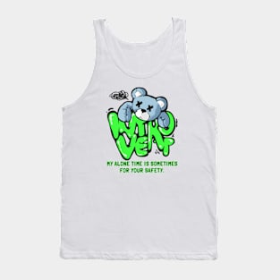 introvert graffiti style slogan with cartoon bear doll Tank Top